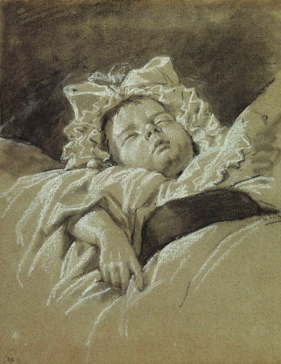 Hlava spícího dítěte, od Jean Michel the Younger Moreau