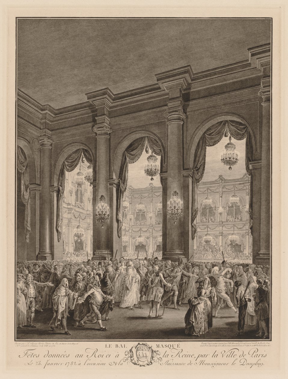 Maskovaný ples, 1782. od Jean Michel the Younger Moreau