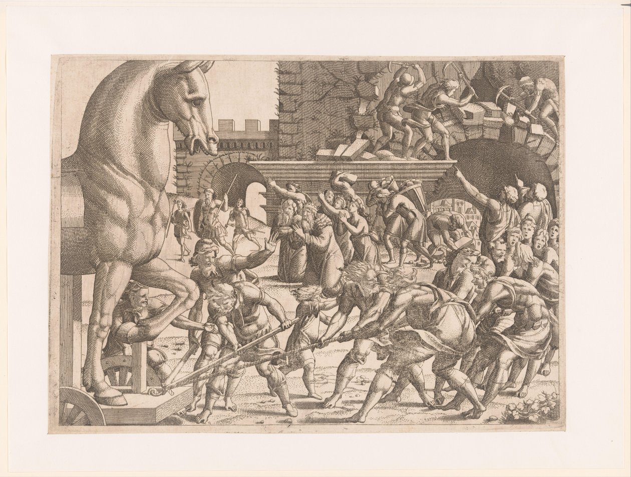 Přivedení trojského koně Historie trojské války (název série) od Jean Mignon (attributed to)