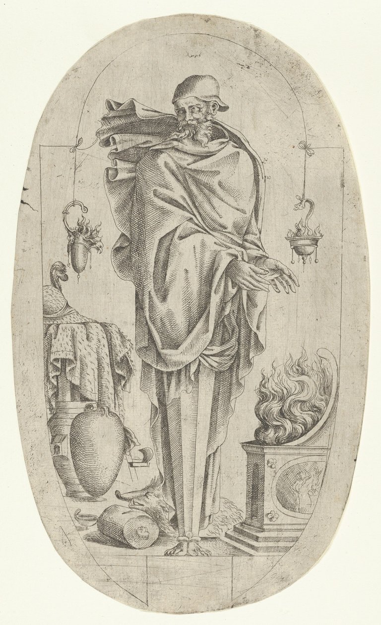 Termín v podobě starého muže ohřívajícího si ruce, 1535-55. od Jean Mignon