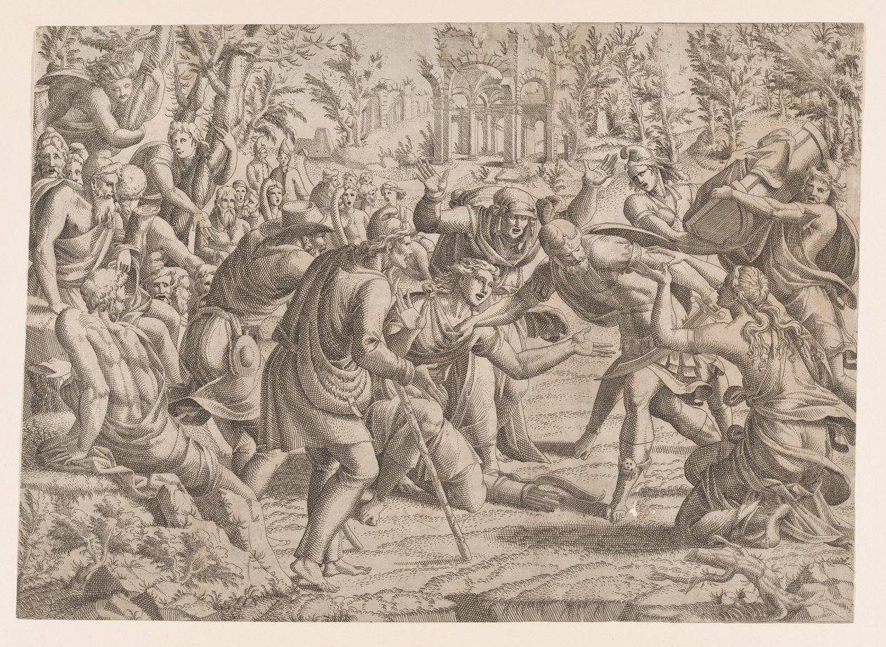 Zrádná Sinon, kterou pastýři přivedli do trojského tábora, 1535-55. od Jean Mignon