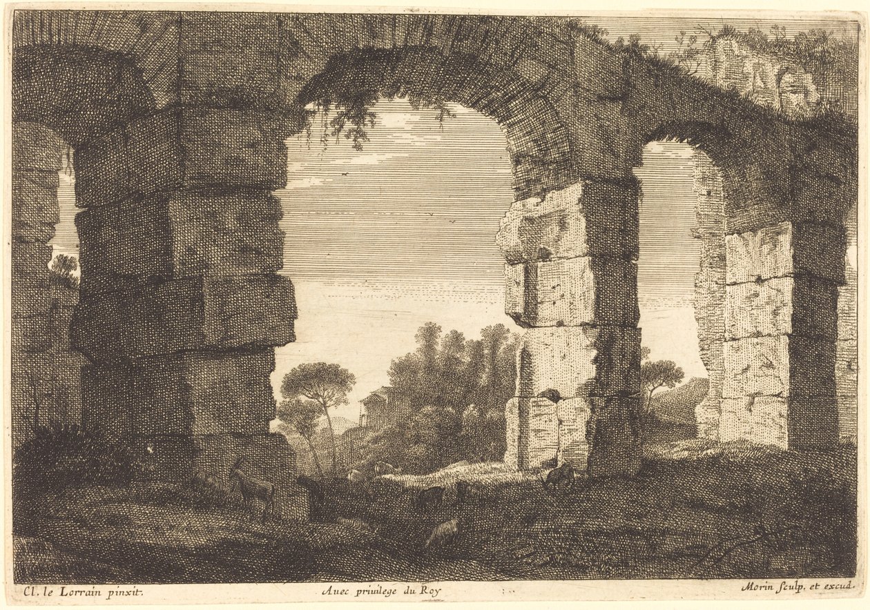 Ruiny akvaduktu od Jean Morin after Claude Lorrain