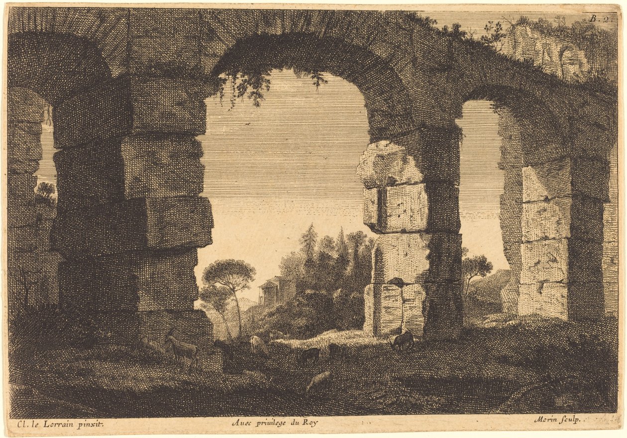 Ruiny akvaduktu od Jean Morin after Claude Lorrain