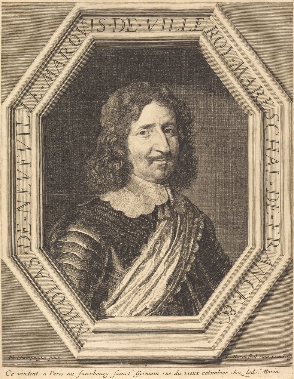 Nicholas de Neufville, markýz z Villeroy od Jean Morin after Philippe de Champaigne