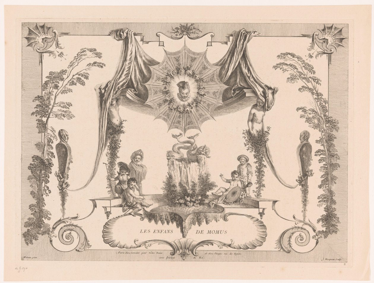 Design pro obložení s dětmi u fontány Les Enfans de Momus (název na objektu) Autor: Antoine Watteau (název série) L