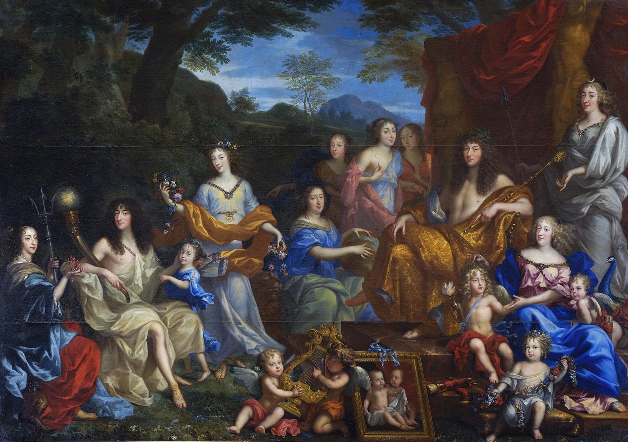 Francouzsky: Portrait mythologique de la famille de Louis XIV Mytologický portrét Ludvíka XIV. a královské rodiny od Jean Nocret