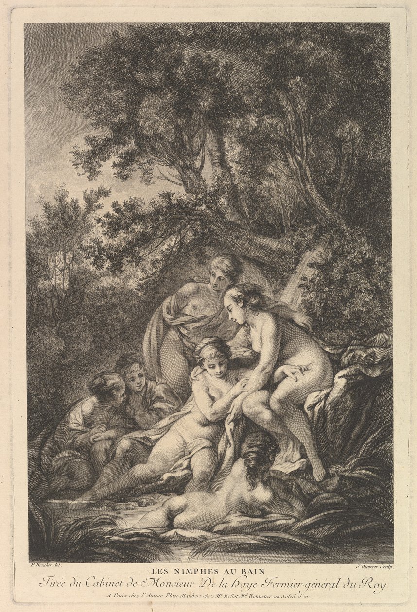 Les Nimphes au Bain Nymfy v lázních, 18. století. od Jean Ouvrier