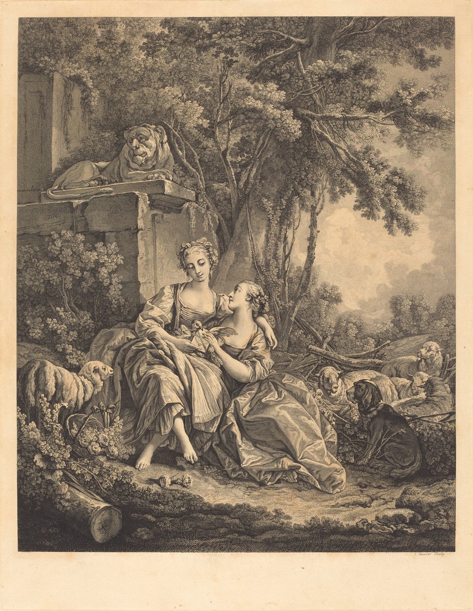 Dva důvěrníci od Jean Ouvrier after François Boucher