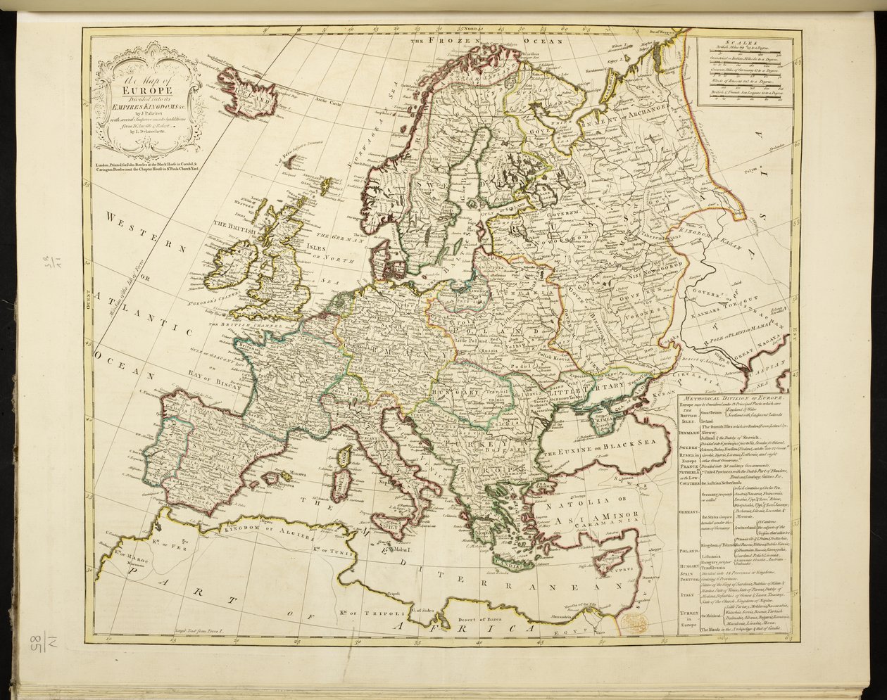 Mapa Evropy od Jean Palairet