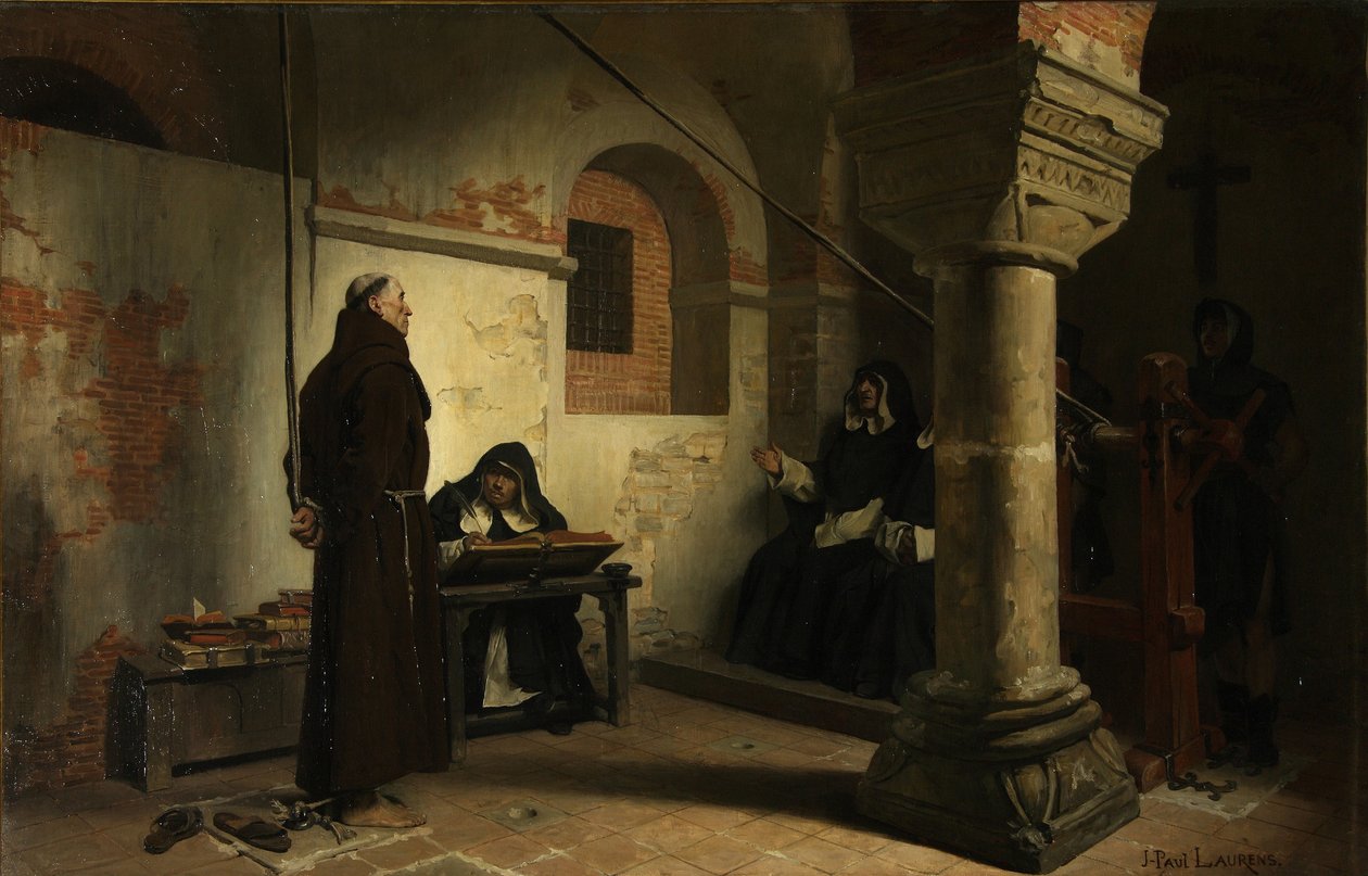 Bernard Délicieux před inkvizičním tribunálem, cca 1881 od Jean Paul Laurens