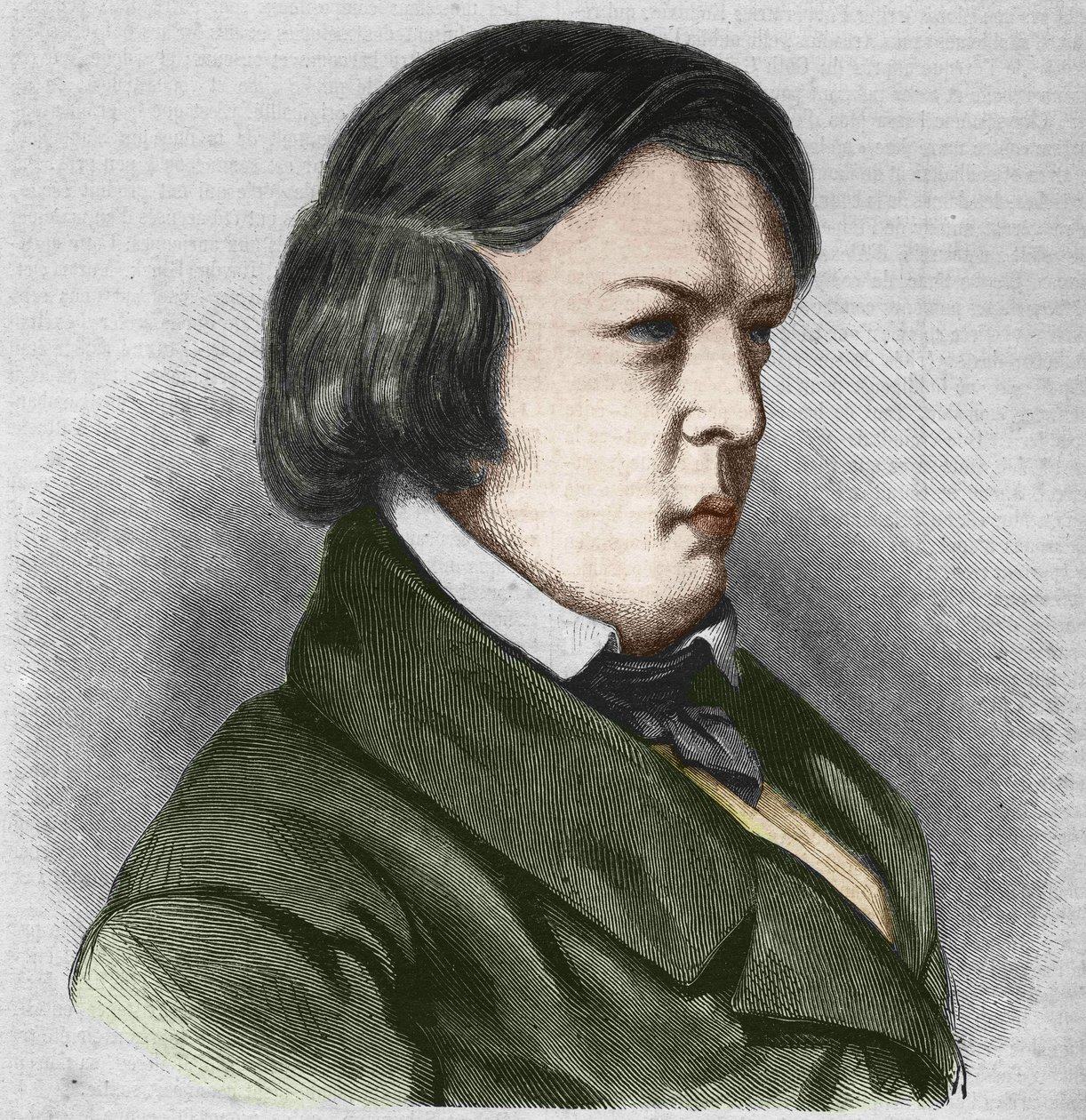 Robert Schumann německý skladatel. Kresba J.B. Laurens. od Jean Paul Laurens