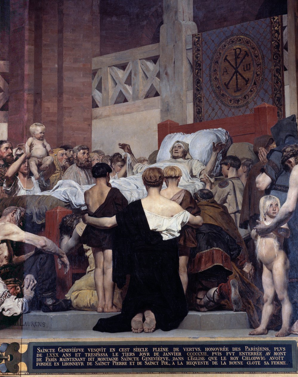 Smrt svaté Genevieve, patronky města Paříže Nástěnná malba Jean Paul Laurens (1838-1921) Paříž, Pantheon od Jean Paul Laurens