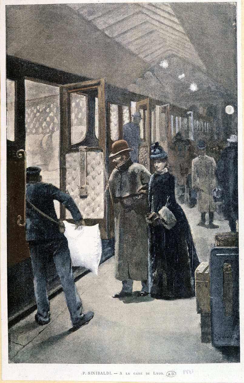 Odjezd na noční vlak na Gare de Lyon - kresba Sinibaldi od Jean Paul Sinibaldi