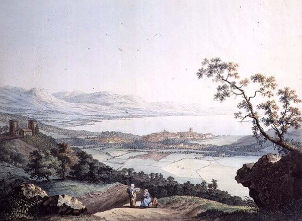 Pohled na Ženevu ze Saconexu v Savoy, vyrytý Jean Philippe Linck II (1770-1812) a Jacob Philippe Hackert (1737-1807) (rytina) od Jean Philippe II (after) Linck