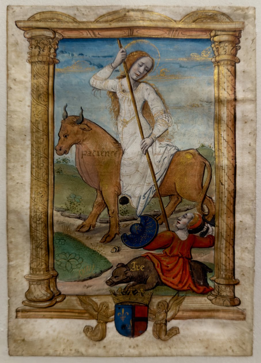 Trpělivost, já. Les rondeaux des vertus, po roce 1515 (Malovaný a iluminovaný pergamen) od Jean Pichore
