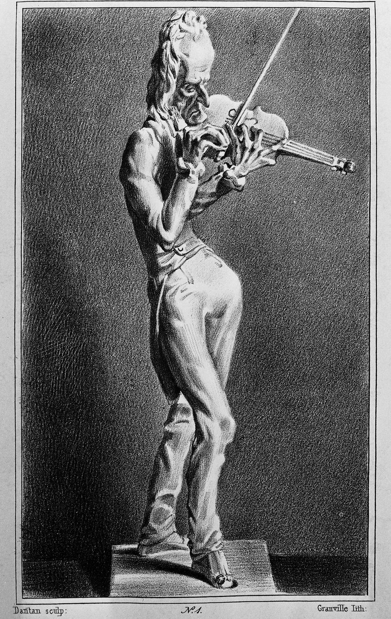 Niccolo Paganini (1782-1840), italský houslista a skladatel. Karikatura podle sochy Jeana Pierra Dantana ml. od Jean Pierre (after) Dantan