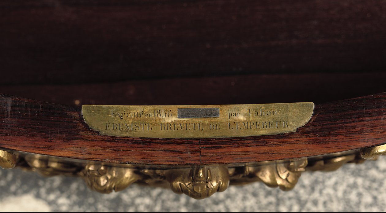 Detail středového stolu Napoleon III, cca 1856 (palisandr a smalt) (viz také 476434 a 476435) od Jean Pierre Alexandre Tahan