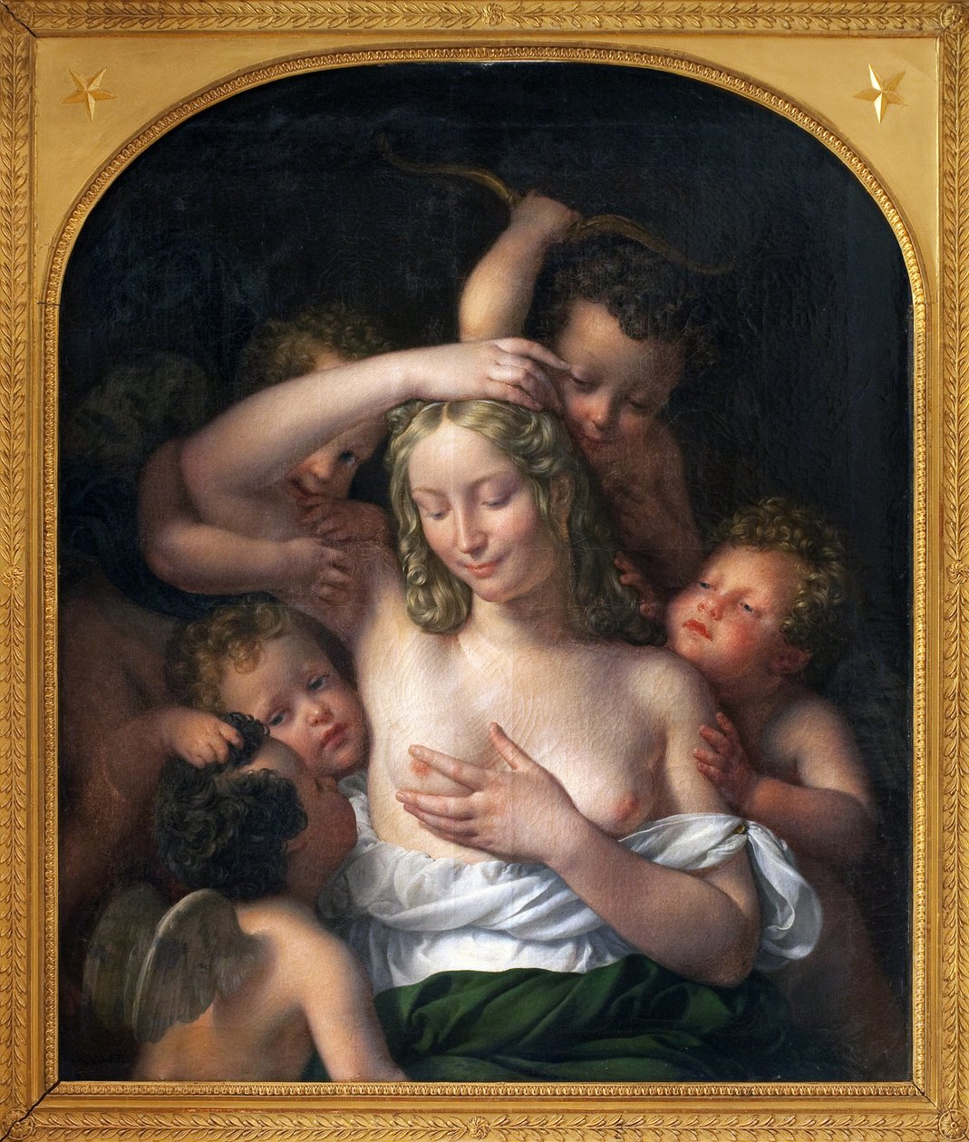 Nymfa a láska. Obraz Jeana Pierra Grangera (1779-1840), olej na dřevě, 96,5 x 82 cm od Jean Pierre Granger