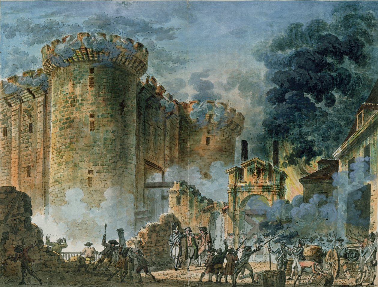 Dobytí Bastily, 14. července 1789 od Jean Pierre Houel