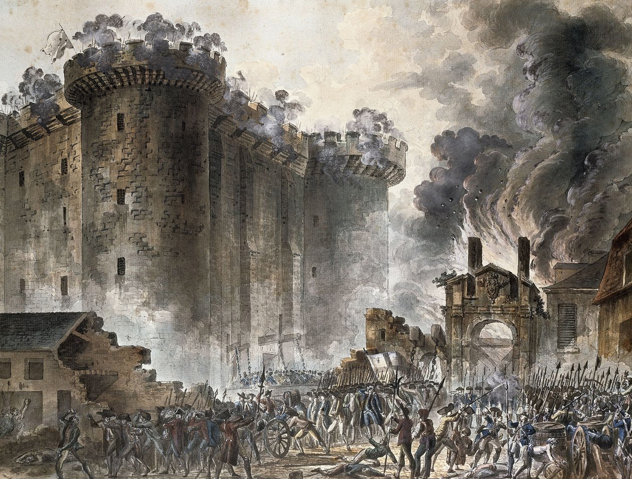 Útok na Bastille dne 14. července 1789, c. 1789 od Jean Pierre Laurent Houel