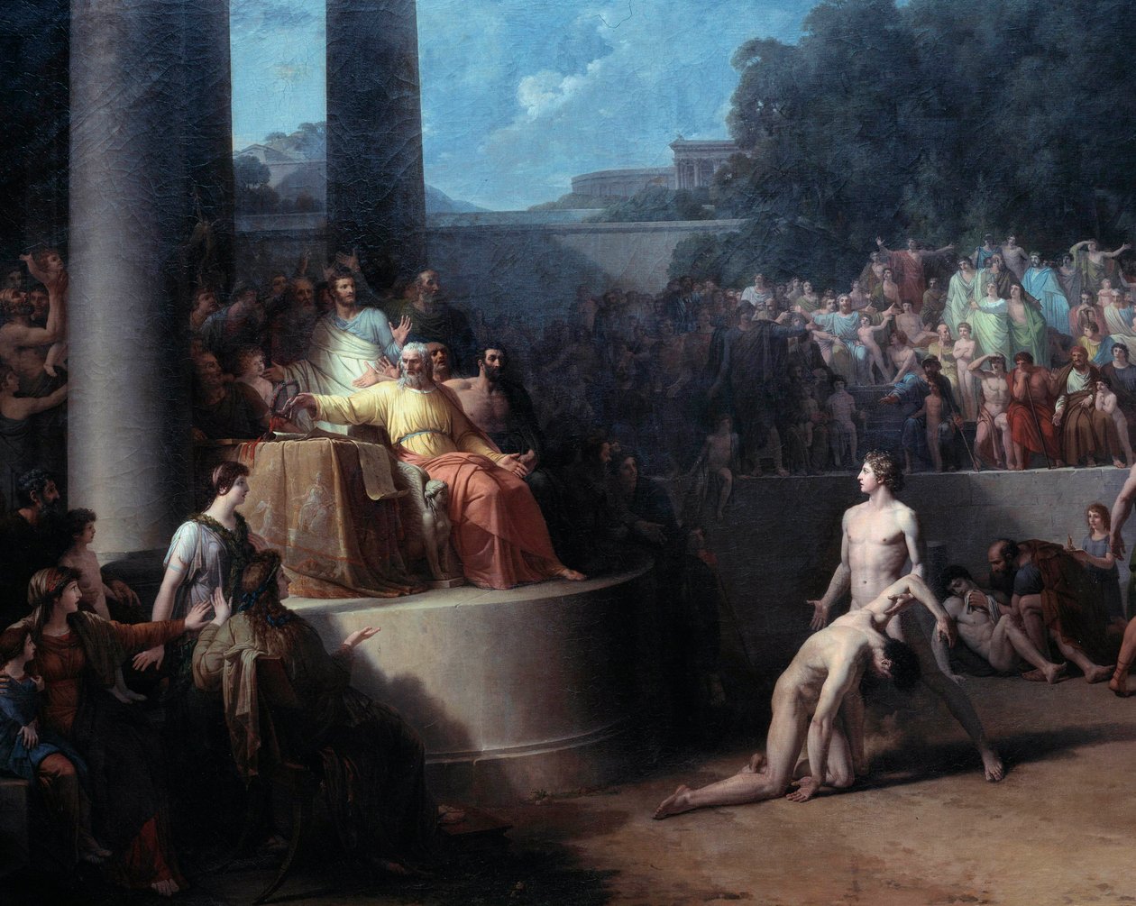 Obraz olympijských her od Jeana Pierra Saint Ourse (1752-1809) 18. století, Ženeva, Muzeum umění a historie od Jean Pierre Saint Ours