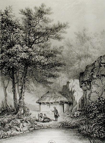 Jean-Jacques Rousseaus (1712-78) Kabina v Ermenonville, 1842 od Jean Pierre after Thenot