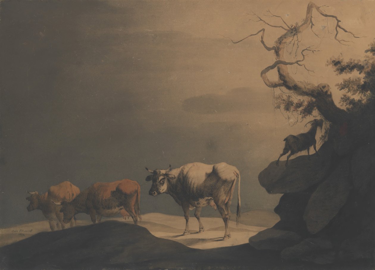 Krávy a koza v krajině, 1774. od Jean Pillement.
