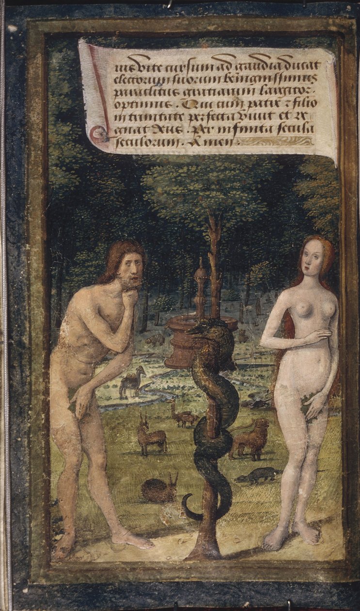 Adam a Eva z Bastard Letters, asi 1490-1510 od Jean Poyet