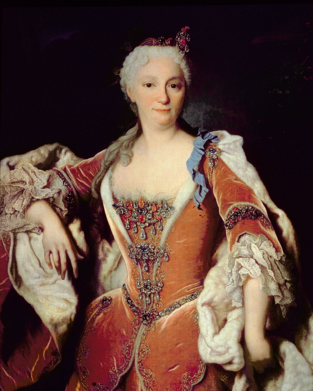 131 0795087/2 Portrét Elizabeth Farnese (1692-1766), druhé manželky Filipa V. Španělského (olej na plátně) od Jean Ranc