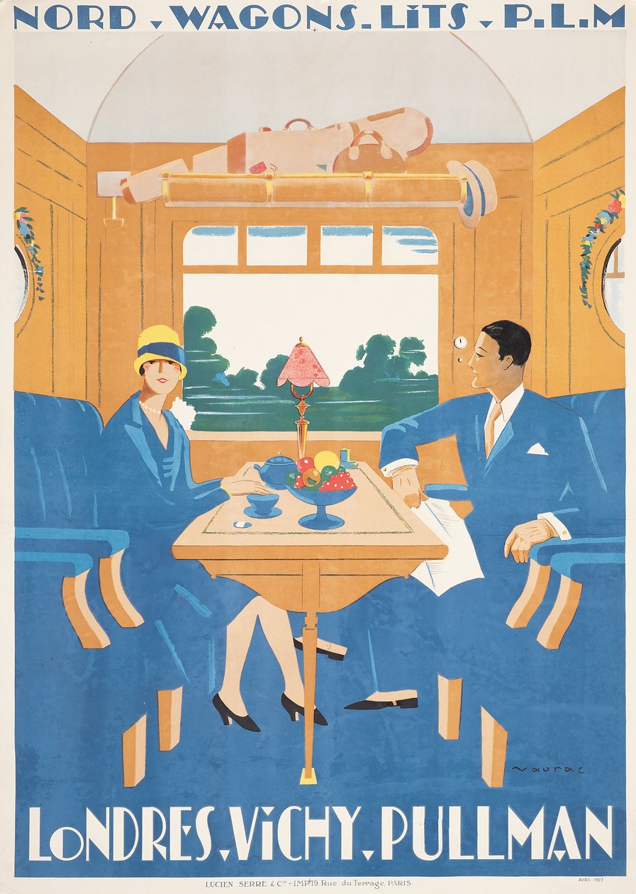 Reklamní plakát na expresní vlak z Londýna do Vichy Pullman od Jean Raoul Chaurand Naurac
