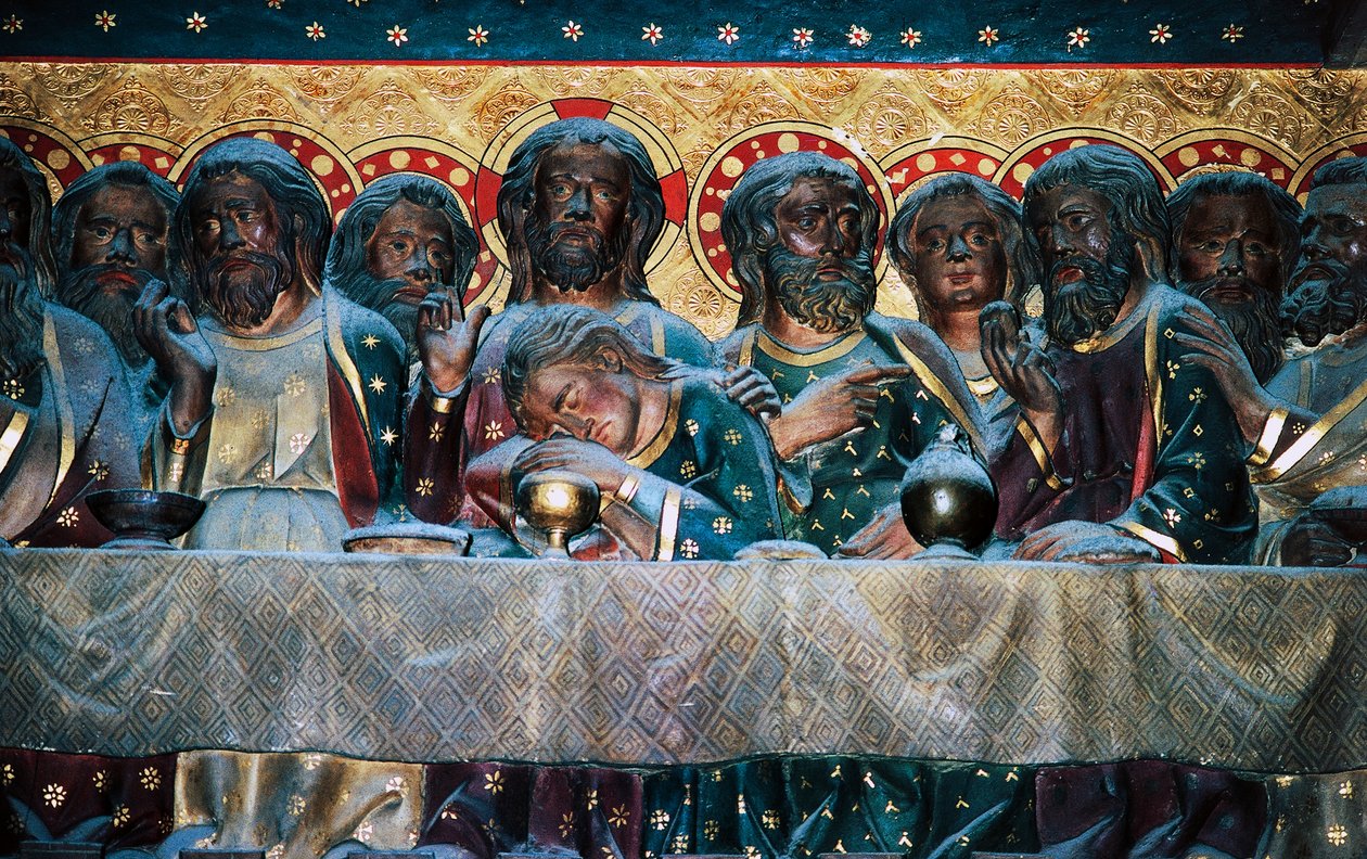 Poslední večeře, basreliéf sboru s Příběhy ze života Krista, Jean Ravy (zemřel 1345), Katedrála Notre-Dame (Seznam světového dědictví UNESCO od Jean Ravy