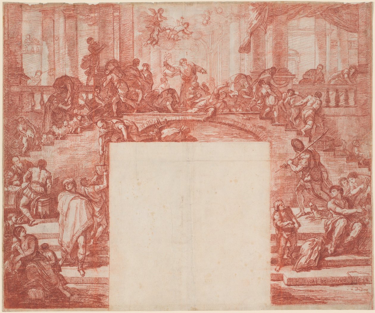 Kristus čistí chrám (po Luca Giordano) od Jean Robert Ango after Luca Giordano