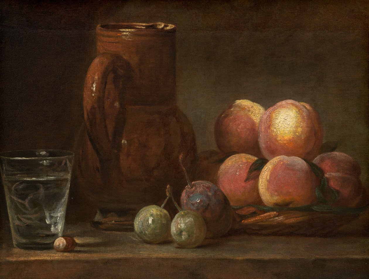 Ovoce, džbán a sklenice od Jean Baptiste Simeon Chardin