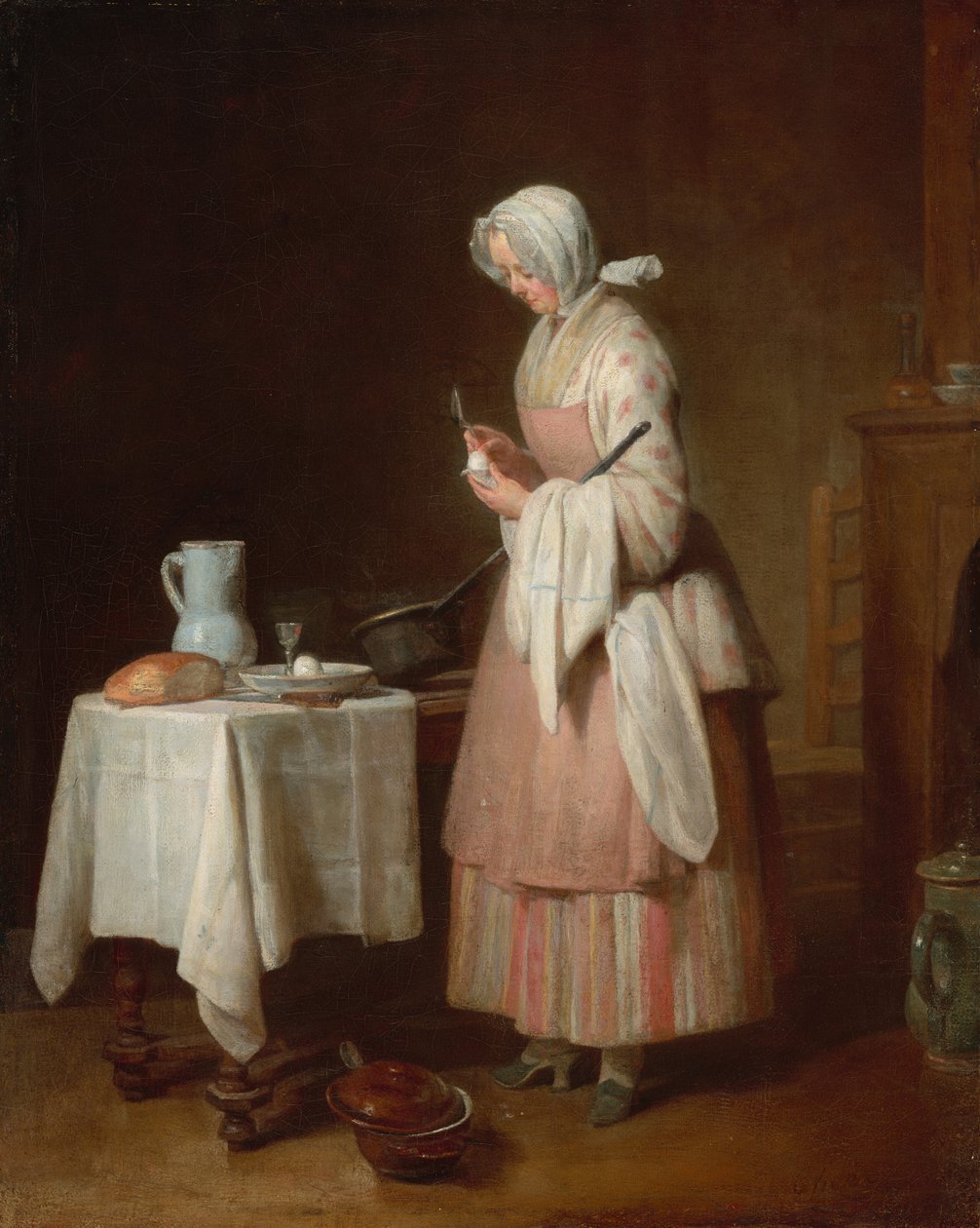 Pozorná sestra od Jean Baptiste Simeon Chardin