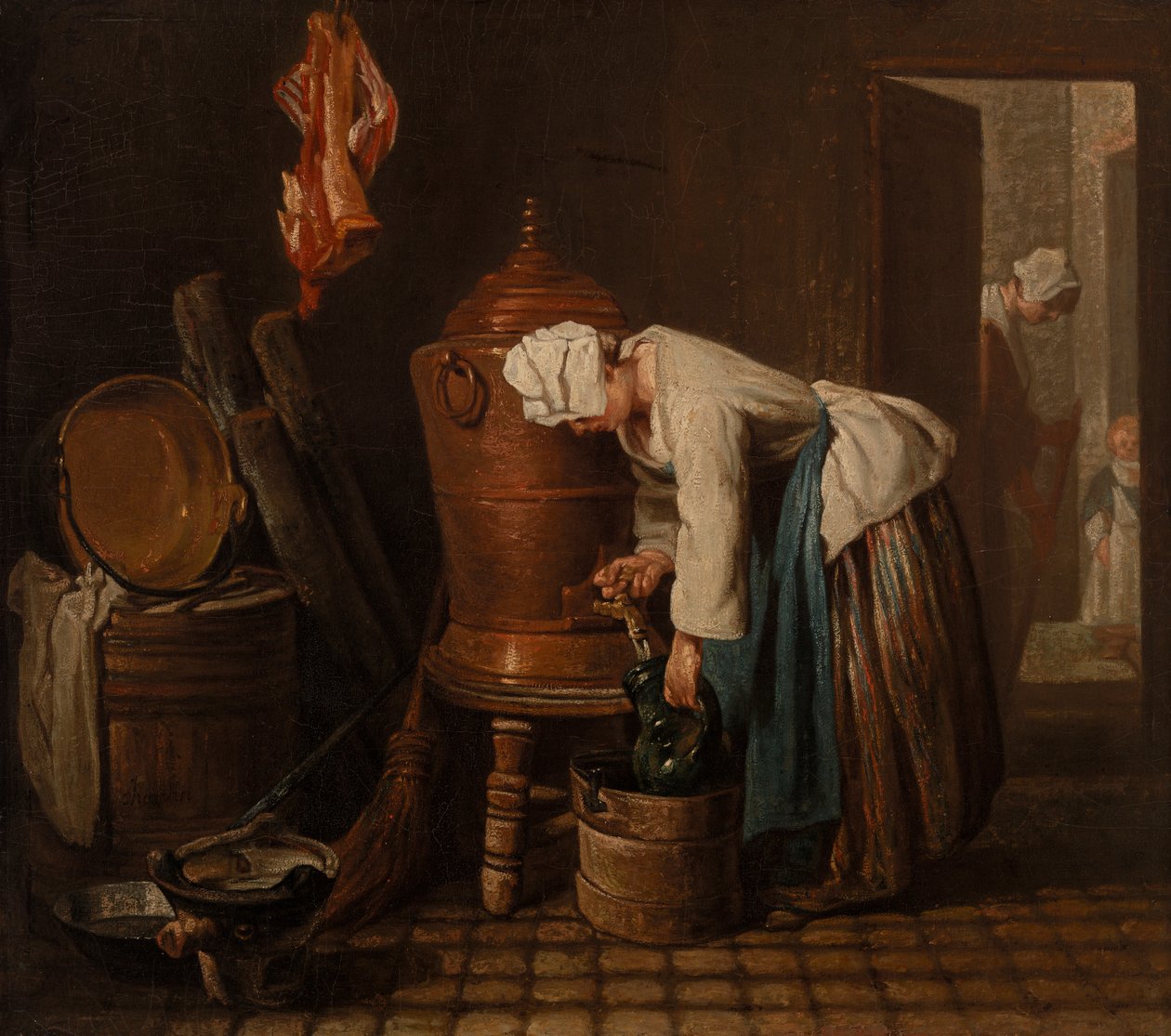 Žena čerpající vodu z vodní urny (The Water Urn) od Jean Baptiste Simeon Chardin