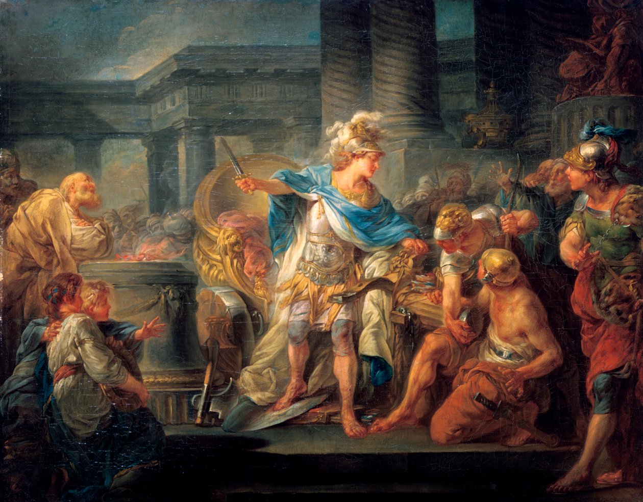 Alexander přeřízl gordický uzel, konec 18. a začátek 19. století od Jean Simon Berthelemy