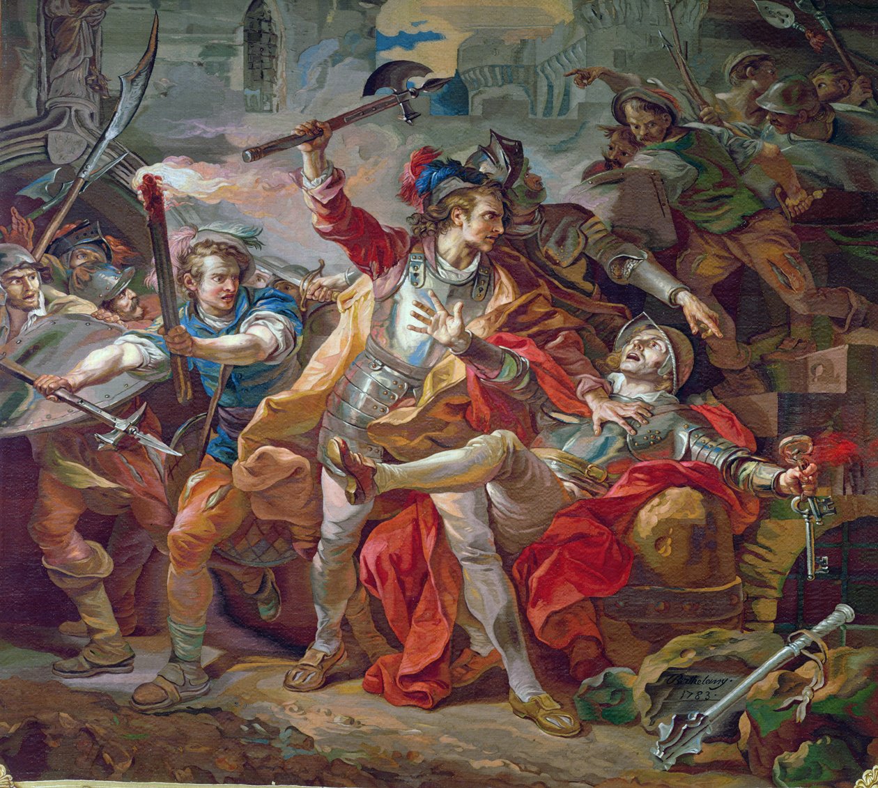 Vražda Etienna Marcela (asi 1316-58) návrh gobelínů, 1783 od Jean Simon Berthelemy