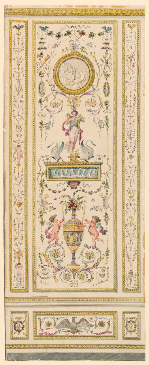 Kresba, ornamentální panel, 1775-1800 od Jean Simeon Rousseau