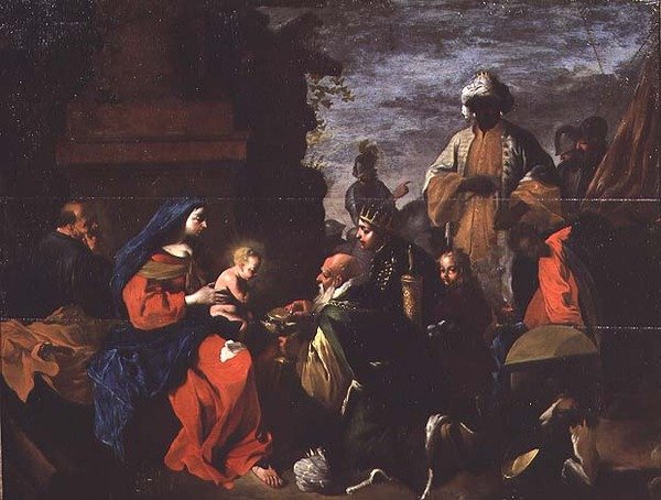 Klanění tří králů, kolem 1640-45 (olej na panelu) od Jean Tassel