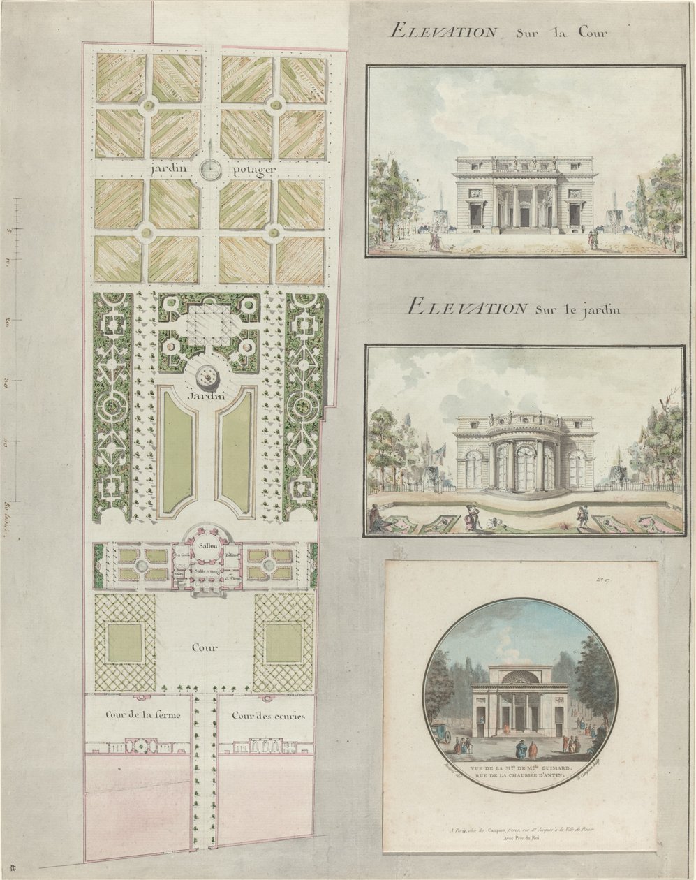 Projekt pro dům a zahrady Mlle. Guimard od Jean Testard and Charles Philippe Campion de Tersan