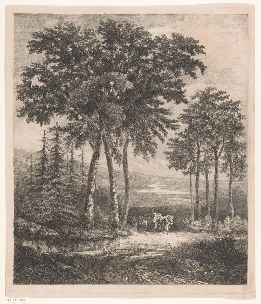 Krajina s koňským povozem od Jean Théodore Joseph Linnig