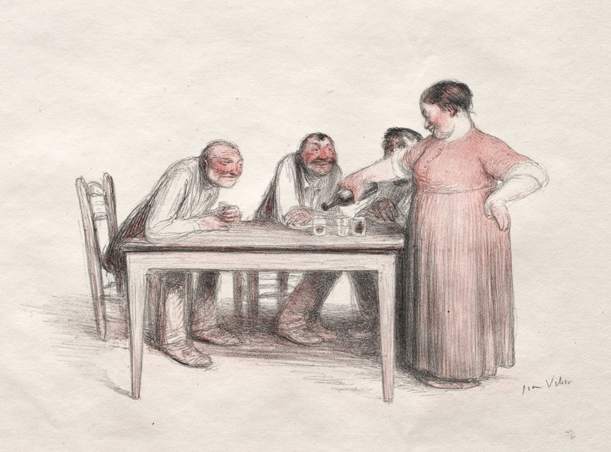 Sklenka vína. od Jean Veber