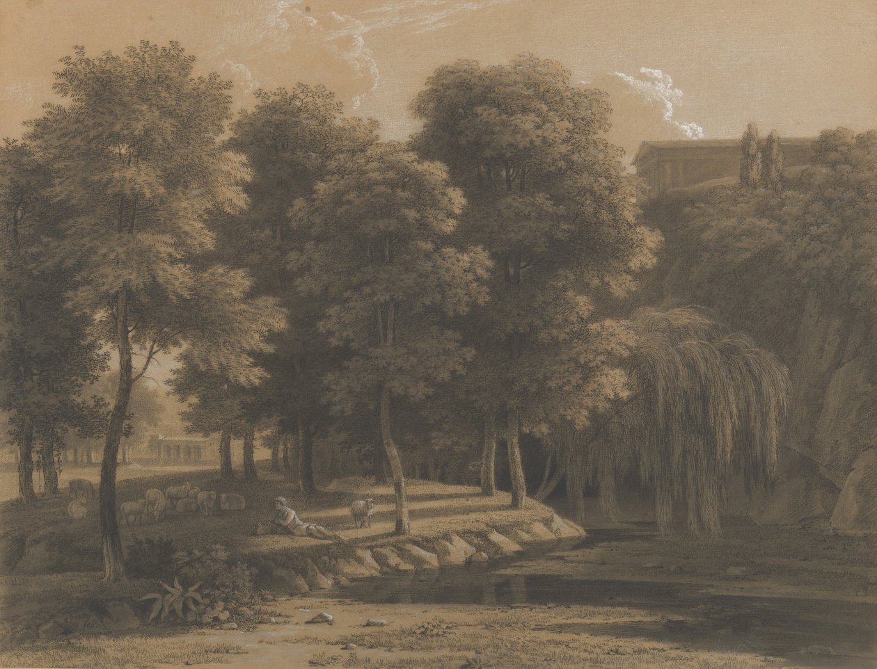 Klasická krajina s pastýřem, 1803. od Jean Victor Bertin