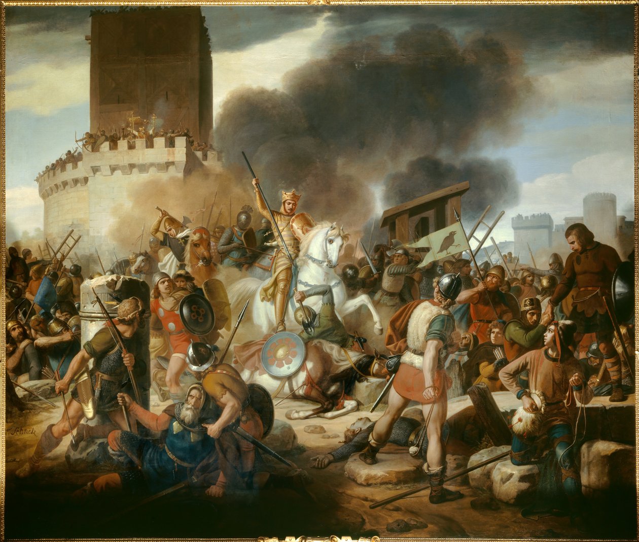 Hrabě Eudes (Odon) (860 - 898) brání Paříž před Normany v roce 886, obraz Victora Schnetze (1787-1870) od Jean Victor Schnetz
