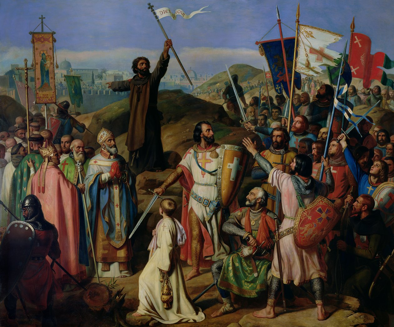 Procesí křižáků kolem Jeruzaléma od Jean Victor Schnetz