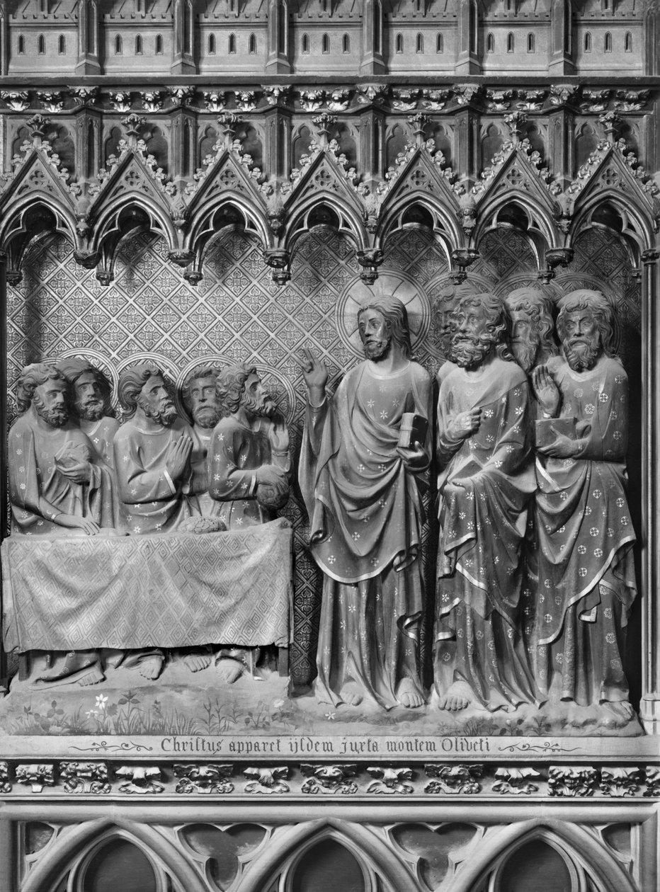 Katedrála, interiér, chórové plátno, Ježíš Kristus se zjevuje na Olivové hoře, cca 1340-51 (polychromovaný kámen) od Jean and Jean Le Boutellier Ravy