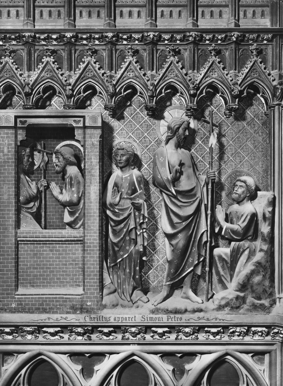 Katedrála, interiér, plátno, Ježíš Kristus se zjevuje svatému Petrovi, kolem 1340-51 (polychromovaný kámen) od Jean and Jean Le Boutellier Ravy