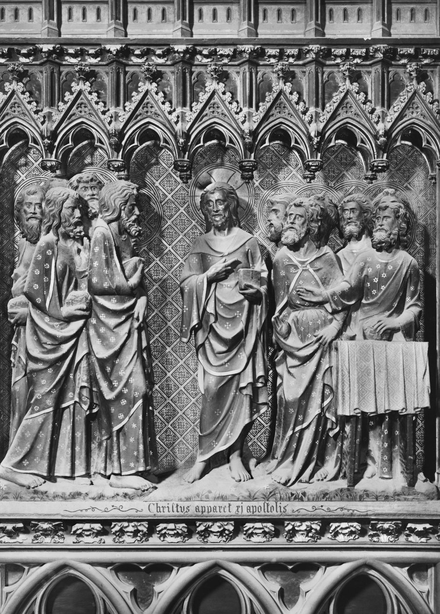 Katedrála, interiér, plátno, Ježíš Kristus zjevující se apoštolům, kolem 1340-51 (polychromovaný kámen) od Jean and Jean Le Boutellier Ravy