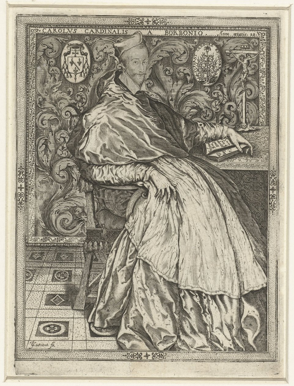 Portrét van kardinaal Karel van Bourbon Charles Cardinal of Bourbon ve věku 28 let od Jean de Gourmont (I)