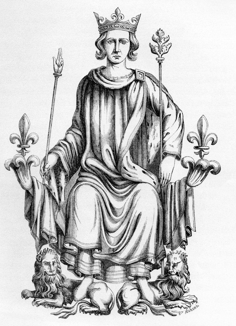 Charles VI, král Francie, ilustrace z „Recueil des Rois de France de Jean Du Tillet“ (rytina) od Jean du (after) Tillet